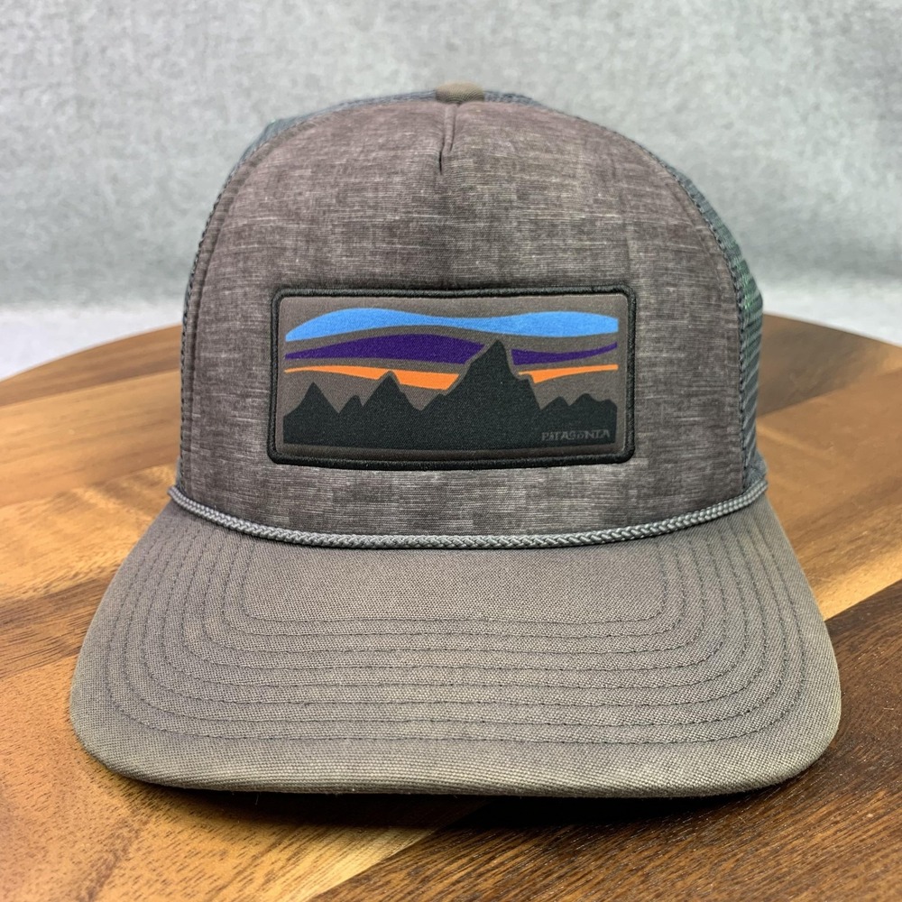 Patagonia Brown Trucker Hat with Blue and Orange Patch